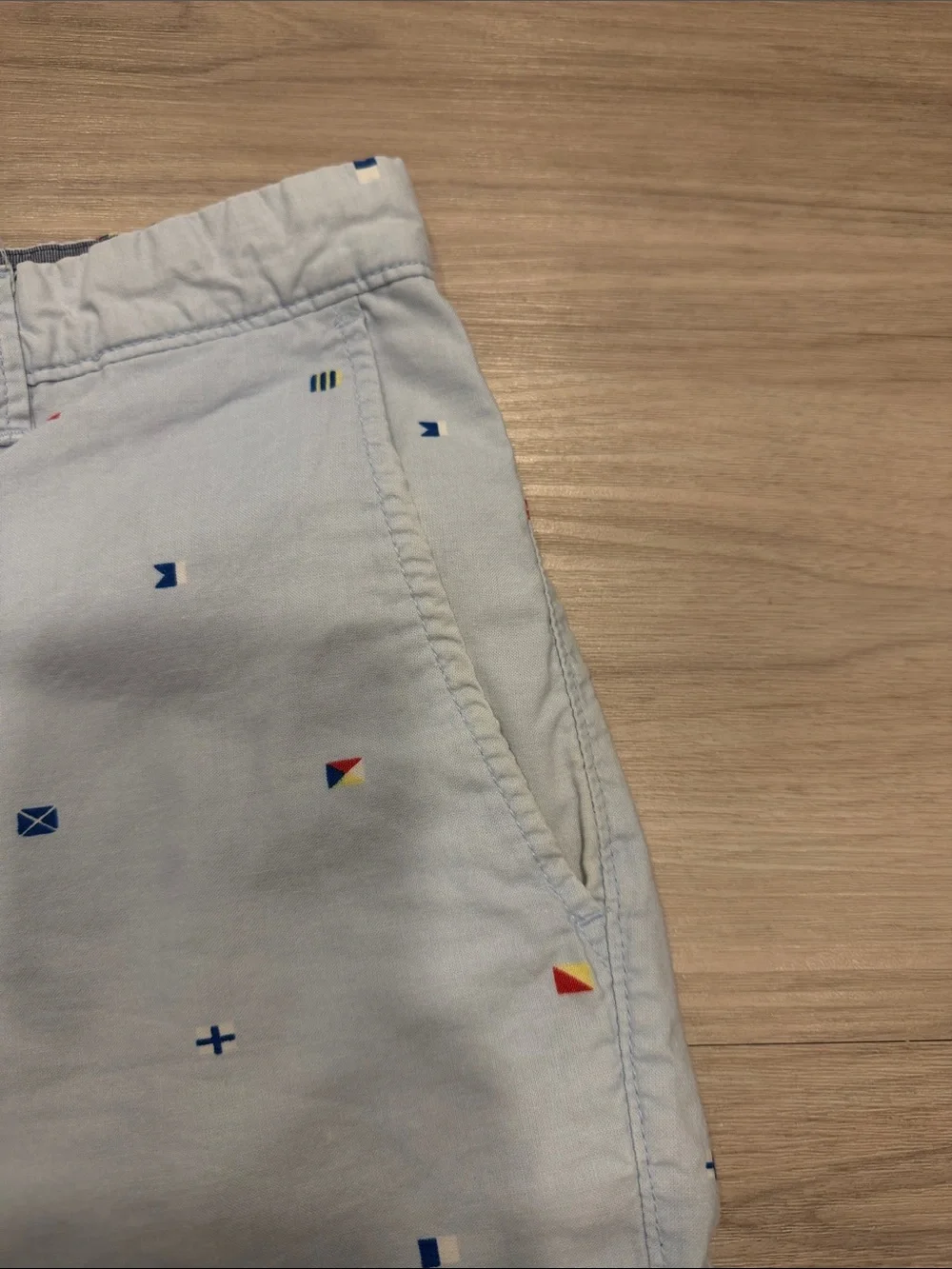 Merona Light Blue Embroidered Micro-Flag Flat Front Men’s Shorts